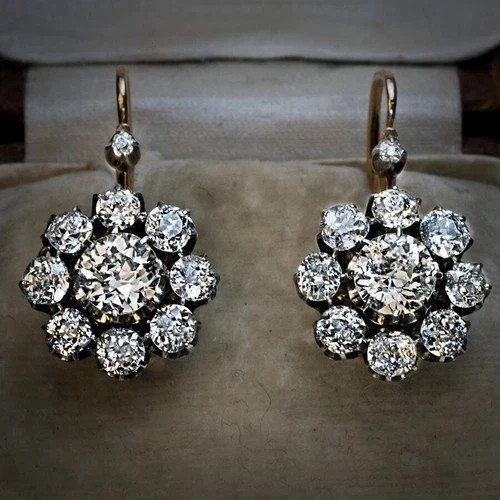 Art Deco Style 3.25Ct Floral Lab Created Diamond Wedding 14K Gold Filled Earring