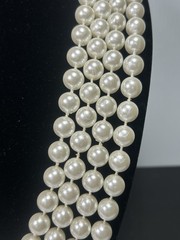 118″ Vintage Single Long Strand Faux Imitation White Pearl Necklace