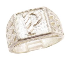925 Sterling Silver Vintage Ring Etched Initial P Monogram Signet Sz 9 RG34902