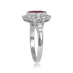 3Ct Art Deco Oval Cut Lab Created Diamond Ruby 14k White Gold FN Wedding Ring