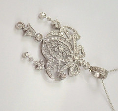 2.1Ct Art Deco Style Round Lab Created Diamond Wedding 14K White Gold FN Pendant