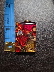 Authentic Vintage Murano Glass Pendant Red & Gold Leaf Millefiori Made in Italy