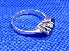 A08 Vintage 925 Sterling Silver Ring Size 8 est 1950s Black Onyx & Topaz 2.95g