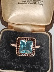 Vintage 1990-s 14 Ct Rolled Gold Aquamarine Ring Size UK P US 7.5 Hallmarked!