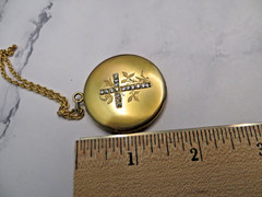 Vintage B&B 14k GF Yellow Gold Filled Chain Necklace Large CZ Cross Locket #408