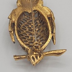 2pc Vtg Owl Brooches Gold Tone Rhinestone Figural Animal Nature Wise Forest Pins