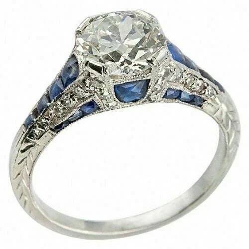 3.2Ct Art Deco Style Lab-Created Diamond Anniversary 14K White Gold Finish Ring