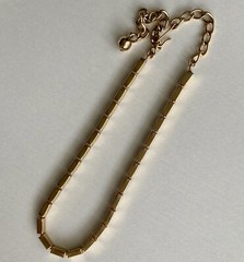 Vintage Rectangle Bar Box Link Chain Necklace 16” Gold Tone Adjustable 17.25g