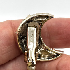 Vintage Sweater Guard Clip Crescent Moon Yellow Glass Teardrop Cabochons