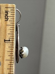 44. Vintage DGS 925 Sterling Pearl Filigree Teardrop Hook Earrings 40mm, 6.4g