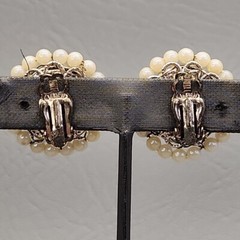 Vtg Bead Necklace Earrings Faux Pearls Layered Peach Art Glass Hong Kong 31″