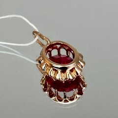 USSR Vintage Original Rose Gold Ruby (lab. made) Pendant 583 14K 2,12 g. Ukraine