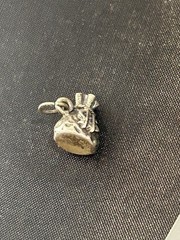 Vintage Sterling Silver Money Bag Charm Lucky Prosperity Sack Figural Pendant
