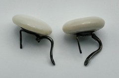 Vintage 1940s Mother of Pearl Iridescent Domed Button Screw-Back Earrings