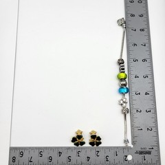 Fun Vintage Shamrock Lucky Clover Jewelry Lot Charm Bracelet Clip Earrings