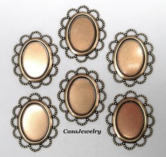#3051 ANTIQUED GOLD FLAT LACE BORDERED 18×13 BEZEL – 6 Pc Lot