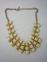 Mika Signed Statement Modernist Necklace Gold Tone USA Seller
