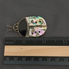 Silver Tone Shell Inlay Ladybug Brooch Pin Multicolor Unisex Adults Alpaca Mex