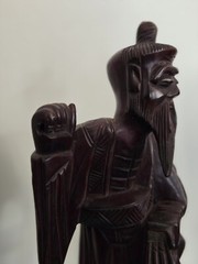 Chinese Fisherman Beautiful Wood HandCarved Sculpture
