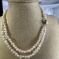 Vintage Double Strand Baroque Pearl choker 15”