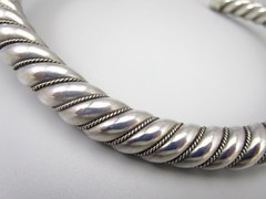 UNUSUAL HEAVY MEXICAN STERLING SILVER NECKWIRE TORQUE COLLAR NECKLACE 82G
