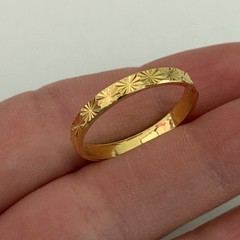 Vintage Milor Italy 925 Sterling Gold Vermeil Etched Starburst Band Ring Size 9