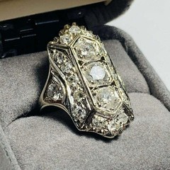 Art Deco Style Round Cut Lab Created Diamond Filigree 925 Silver Engagement Ring