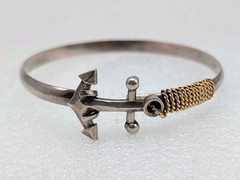 Unisex Vintage Sterling Silver 925 Nautical Rope Anchor 7.5″ Bangle Bracelet