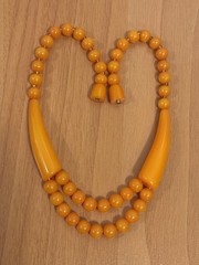Vintage Style Unique Design Amber Resin Beads Handmade Necklace 19”in & 55grams