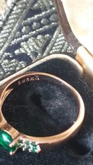 Vintage 1990-s 14 Ct Rolled Gold Emerald Ring Size UK R US 8 1/2 – Hallmarked!!