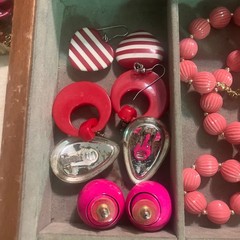 Lot of Vintage & Modern Costume Jewelry with Wooden Box Estate Junk Craft