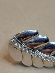 Vtg 925 Double Finger Leaf Ring CZ Accents Size 7 And Size 6 Sterling Silver