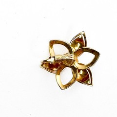 Sarah Coventry Vintage Earrings Demure Clip On Shiny Gold Tone Petals Openwork