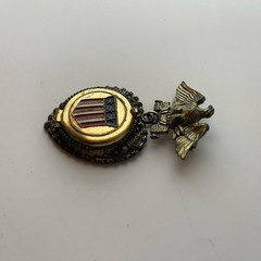 Locket Eagle Military Four Photo Brooch Pin Folding Military Themed Vintage
