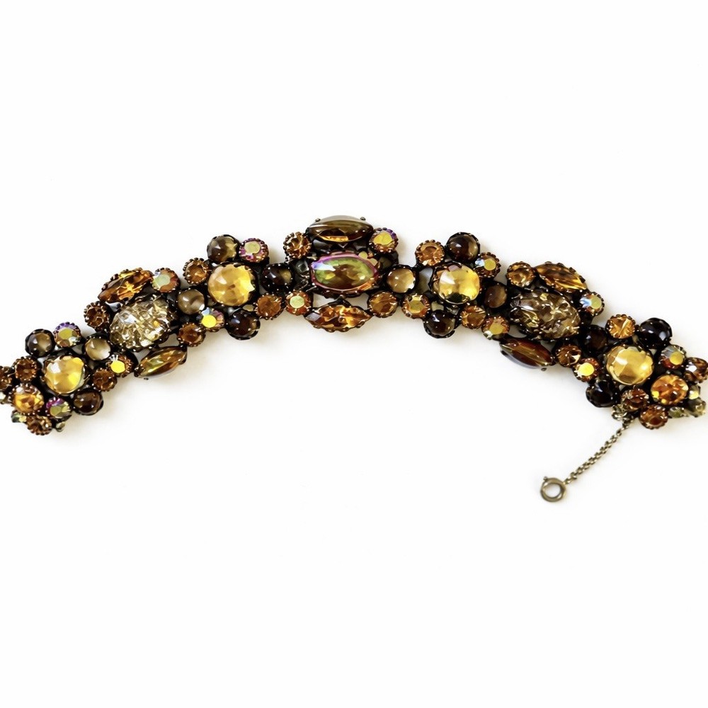 50’S KRAMER Root-beer-glass cabochon Jelly belly Dragons Breath Opal Bracelet