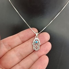 Sterling Silver Hamsa Necklace Eshet Chayil Blessing Meaningful Gift For Her 925