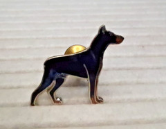 Vintage Mafco Collectible Dog Pin Doberman Brooch Silver Tone Blue Enamel Signed