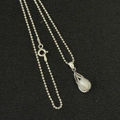 925 Sterling Silver Genuine Caged Pearl Bead Ball Chain Necklace 16″