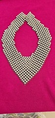 RARE Bib women necklace silver tone very light weight metal prongs 1.55n oz.