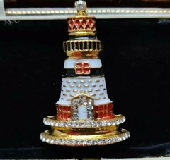 Crystal Fine Enamel Vintage Style Lighthouse Brooch Pin Jewellery Shawl Pin
