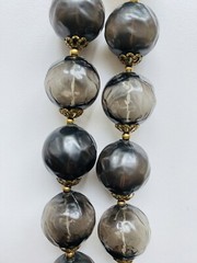 Vintage Hollow Globe Shaped Smokey Bead Necklace (2358)