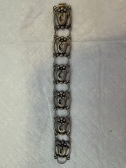 925 Sterling Silver Vintage Bracelet DANECRAFT Tulip Floral Panel Link