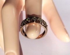 Vintage Handmade Rose Gold Ring with 35x Pavé Set Diamonds, Size O (17.35mm) 4g
