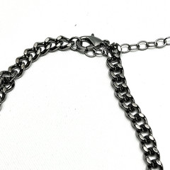 Black Beaded Pave Ball Necklace Gunmetal Chain Statement Collar Adjustable