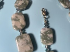 Vintage Brown Marbled Bead Long Necklace Faux Agate Acrylic Statement