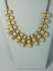 Mika Signed Statement Modernist Necklace Gold Tone USA Seller