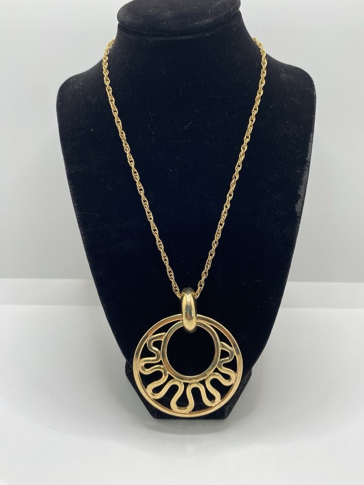 Vintage Sarah Coventry “Golden Nile” Necklace Pendant Best Seller 24″ Chain