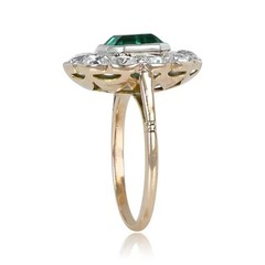 4.54Ct Vintage Art Deco Asscher Lab Created Emerald Wedding 14K Gold Finish Ring