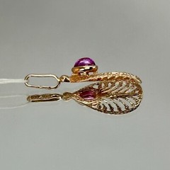 USSR Vintage Original Amethyst (lab. made) Rose Gold Pendant 583 14K 1,36 g.