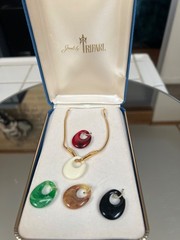 VTG Crown Trifari Lucite Necklace Set Orig Box Interchangeable